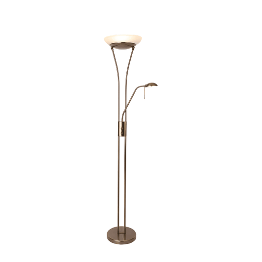 Reed LED Mother & Child Floor Lamp - Antique Brass