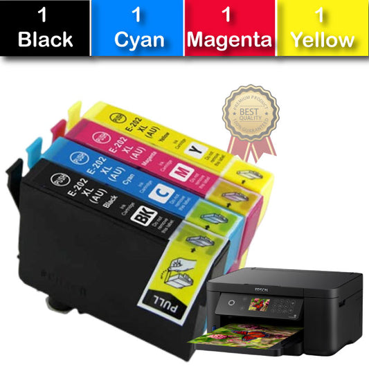 Compatible 4 Pack Epson Epson 202XL Ink Cartridges High Yield [1BK,1C,1M,1Y]