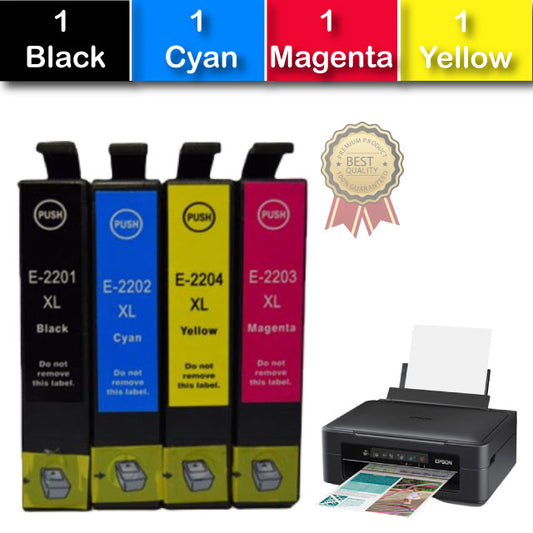 Compatible 4 Pack Epson Epson 220XL Ink Cartridges High Yield [1BK,1C,1M,1Y]