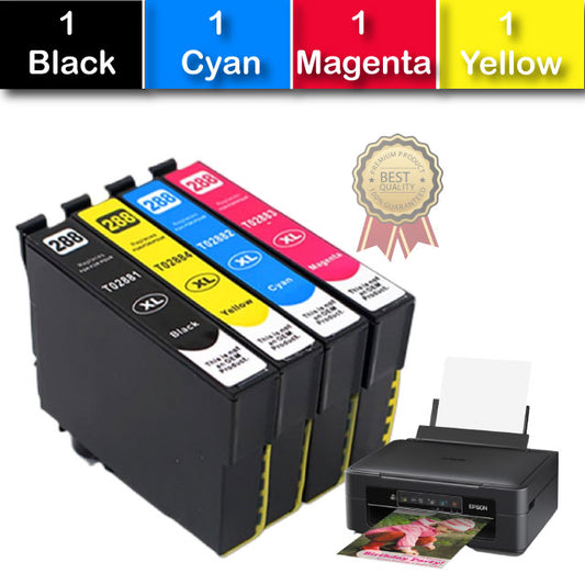 Compatible 4 Pack Epson Epson 288XL Ink Cartridges High Yield [1BK,1C,1M,1Y]