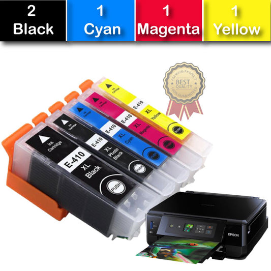 Compatible 4 Pack Epson Epson 410XL Ink Cartridges High Yield [1BK,1C,1M,1Y]