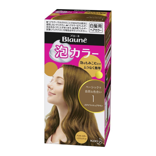 Kao Blaune Foam Grey Hair Dye 01 (Stylish Brown) Single Pack