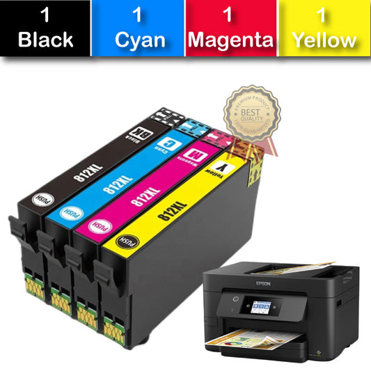 Compatible 4 Pack Epson 812XL Ink Cartridges High Yield [1BK,1C,1M,1Y]