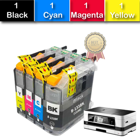 Compatible 4 Pack Brother LC133 Ink Cartridges High Yield [1BK,1C,1M,1Y]