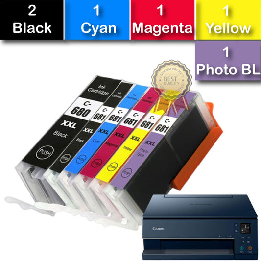 Compatible 7 Pack Canon PGI680/CLI681 Ink Cartridges High Yield [2BK,1PBK,1C,1M,1Y,1PB]