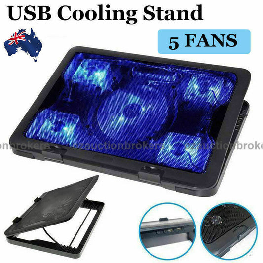 Adjustable Height Laptop Notebook Cooling Pad 5 Fans