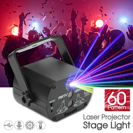 60 Pattern Laser Projector Stage Light LED RGB Party KTV Club DJ Disco Lights