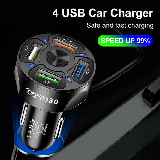 Car Cigarette Lighter Socket Dual QC3.0 USB Ports Fast Charger Power Adapter