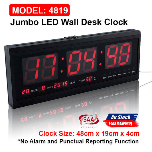 Digital Large Big Jumbo LED Wall Desk Clock Display With Calendar Temperature AU